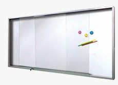 FED-ALUMINIUM FRAME MAGNETIC WHITE BOARD SLIDING GLASS CABINET